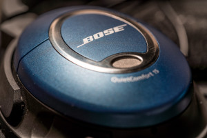 a close up of a blue speaker