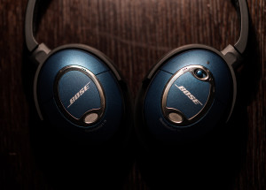 a pair of blue headphones