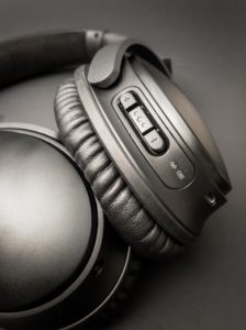 a close up of a headphones