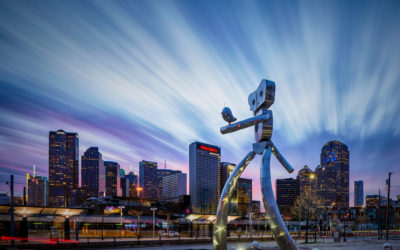 Picture of the Week: Dallas Traveling Man Sculpture at Sunset