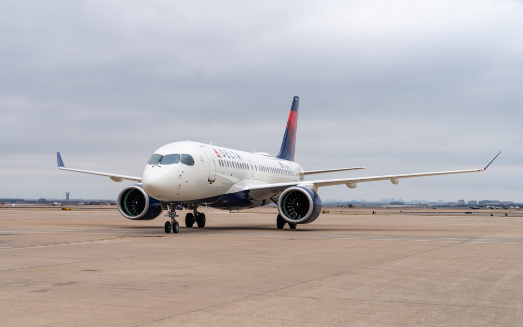 Delta launched the first A220 revenue flights today and I was next to the runway when the first one landed at DFW!
