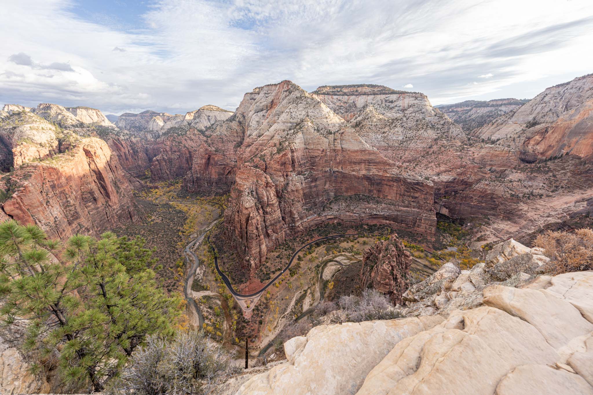 a canyon with a winding road