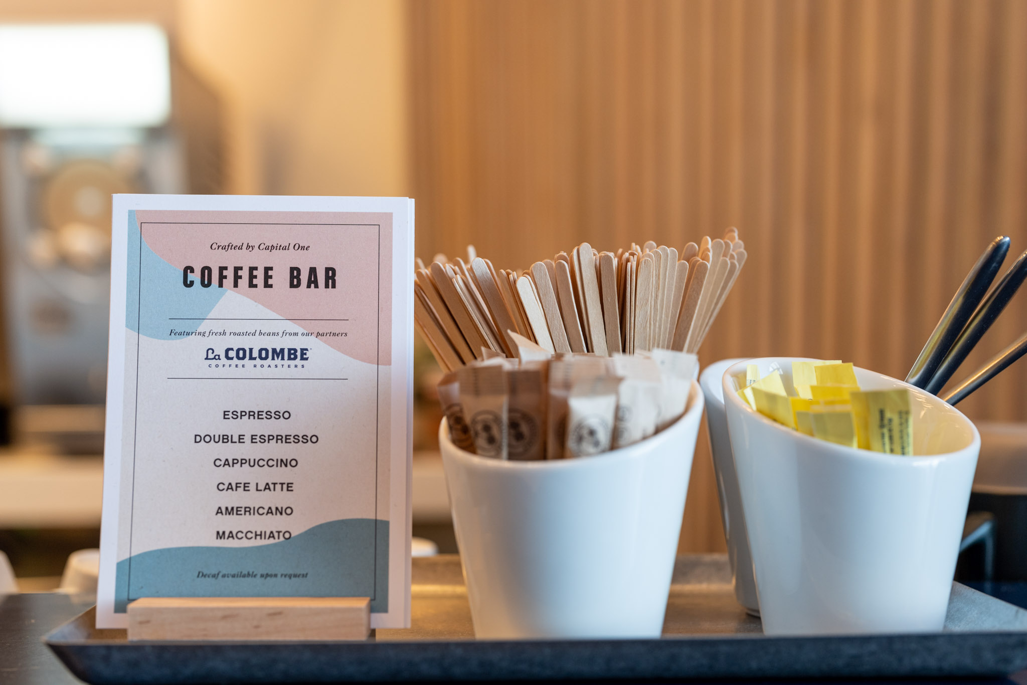a coffee bar and a menu