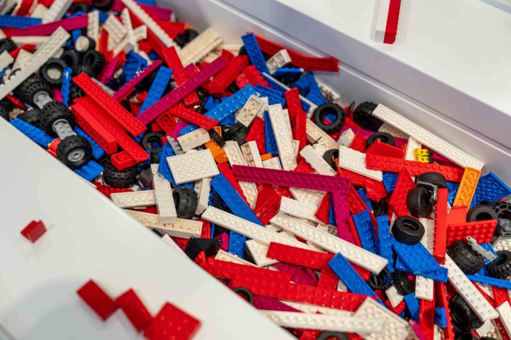 a pile of colorful building blocks