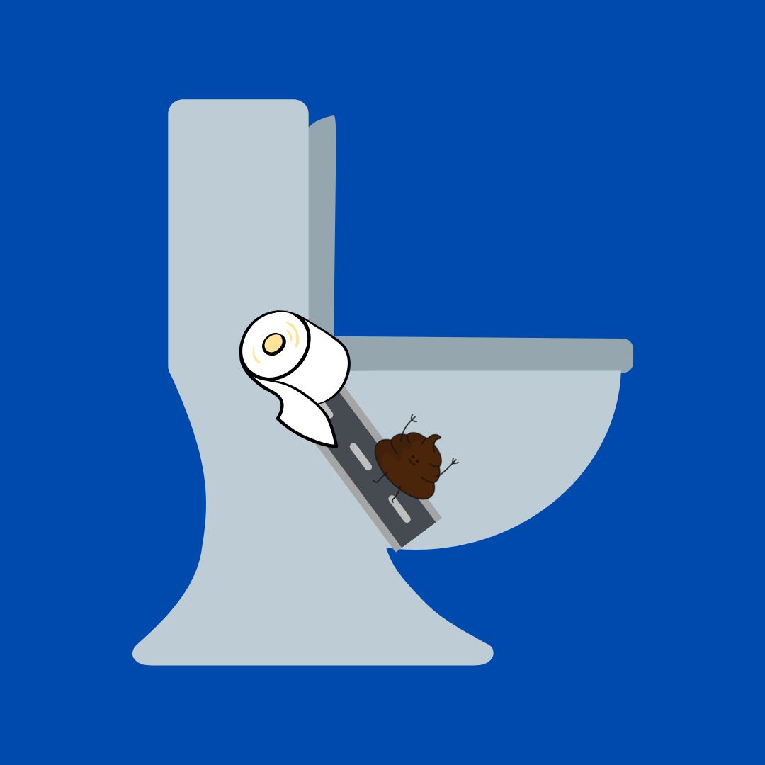 a cartoon of a poop coming out of a toilet