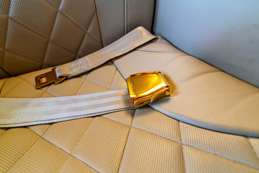 a seat belt on a seat