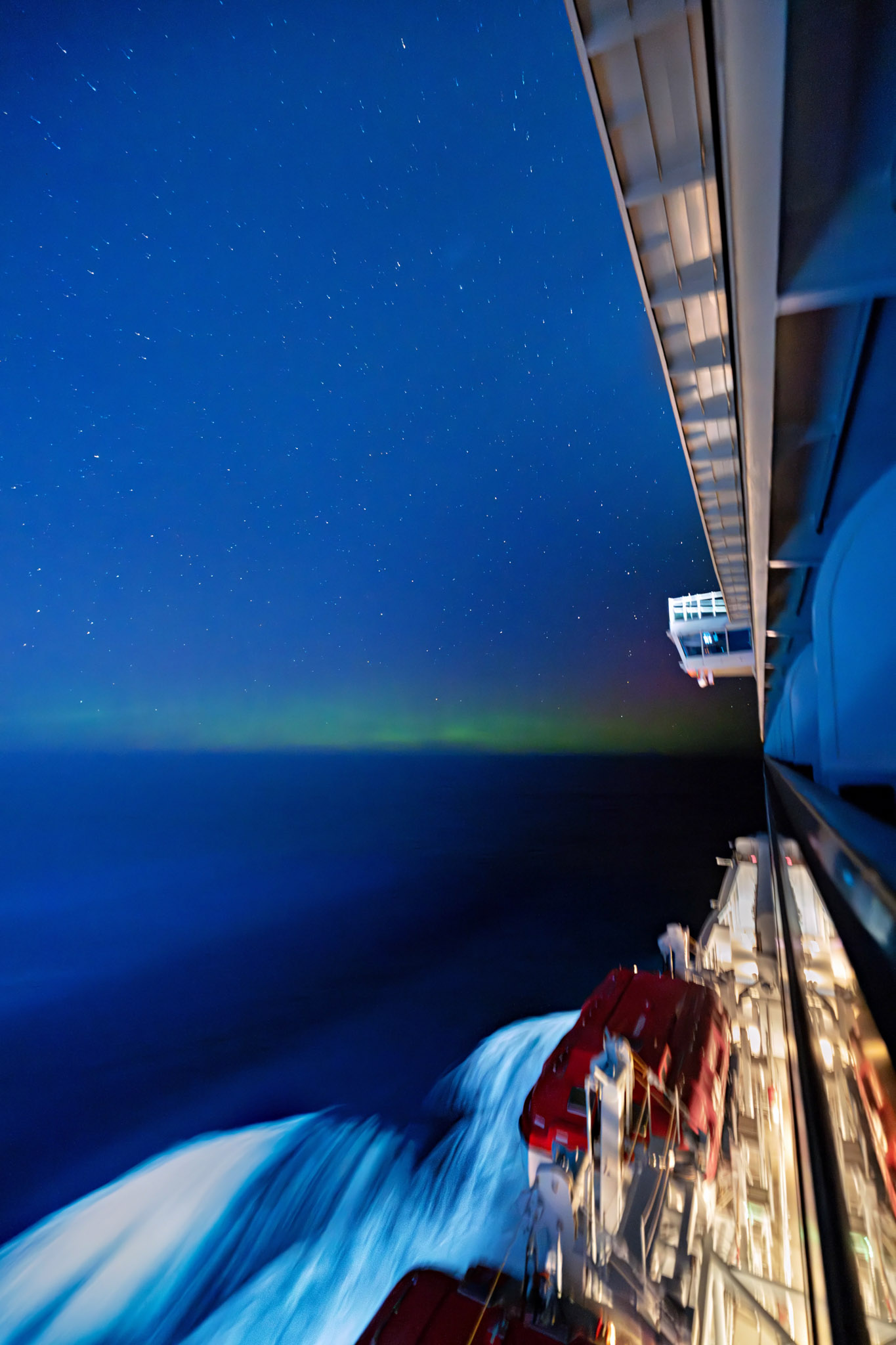 a view of the northern lights from a cruise ship