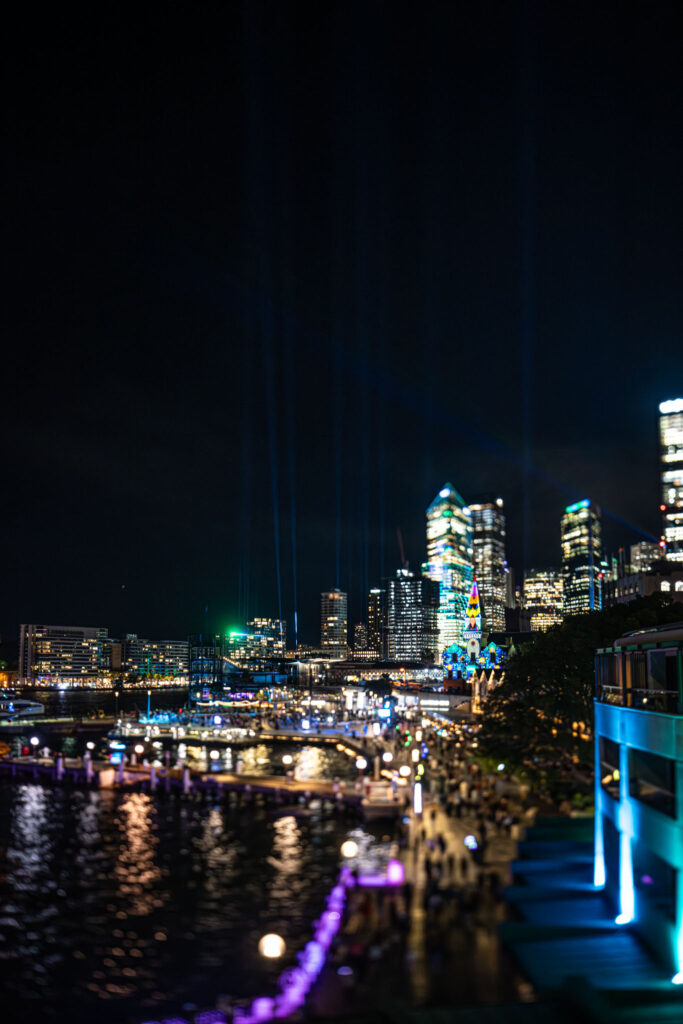 a city skyline at night