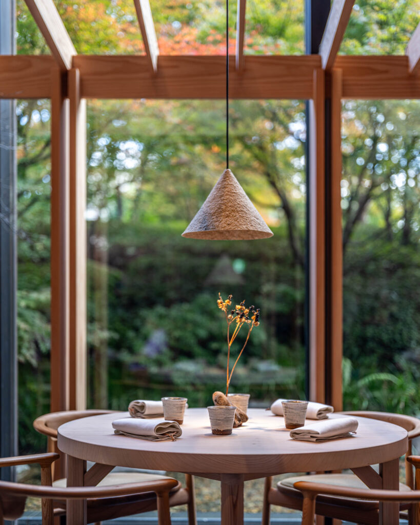 a table with a plant on it