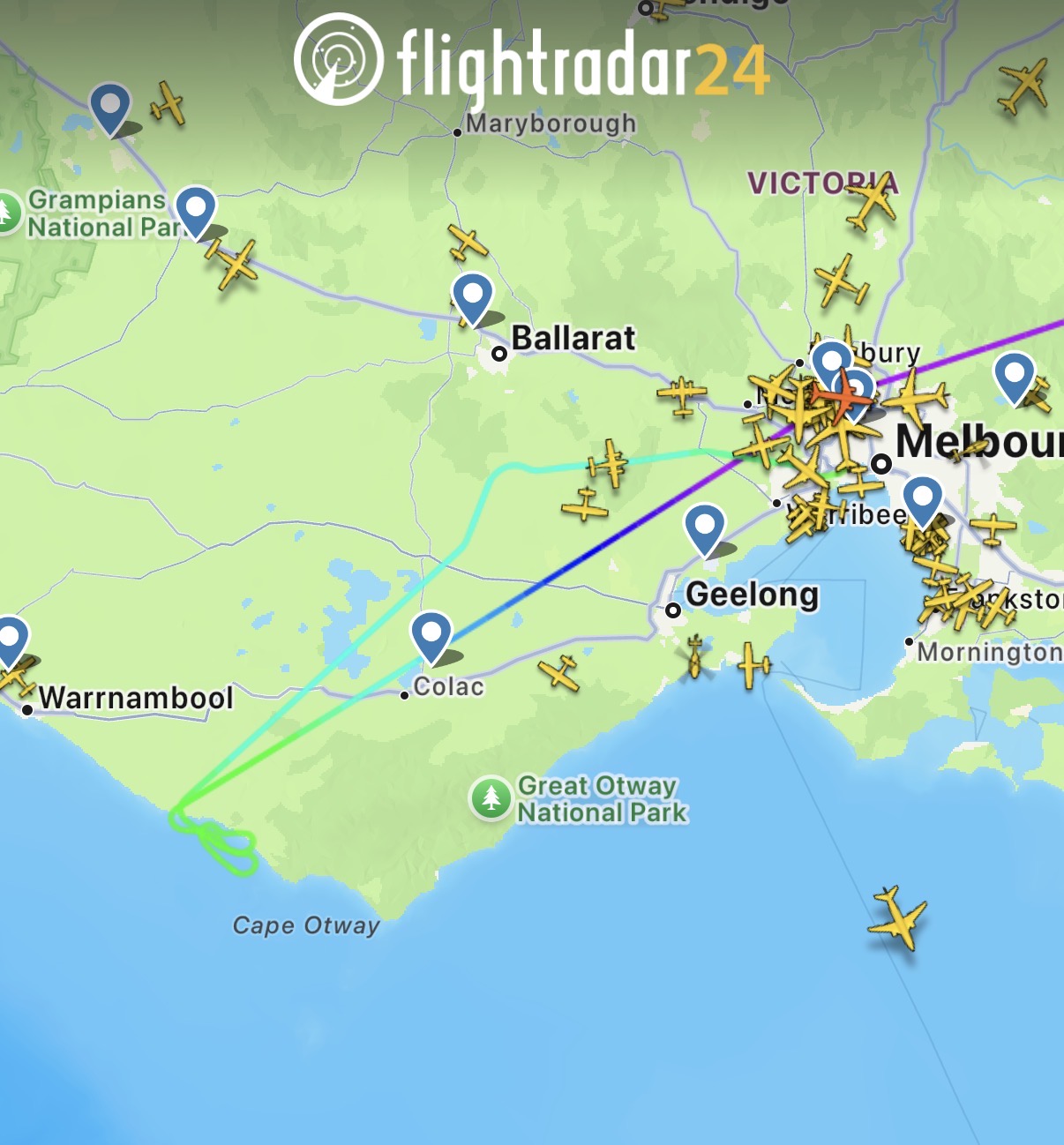 a map of a flight route