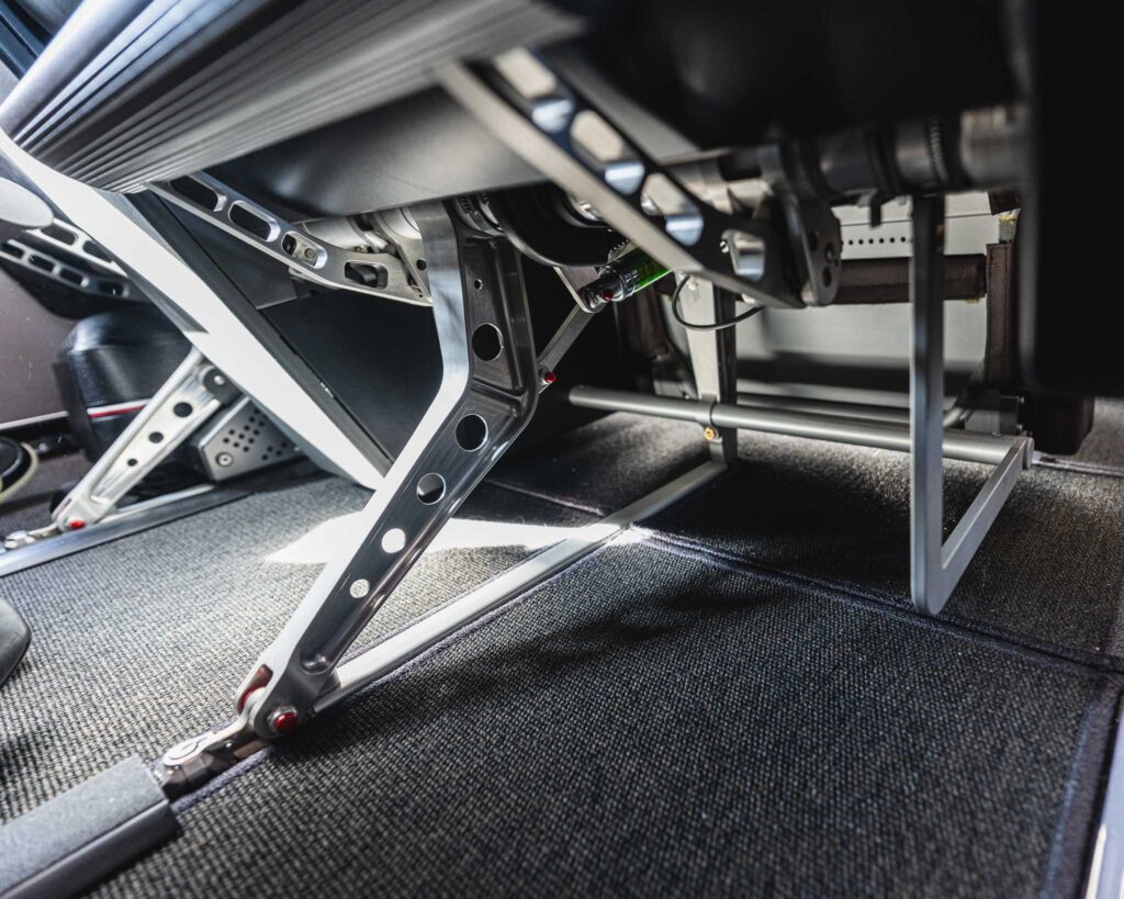 a metal legs and a seat