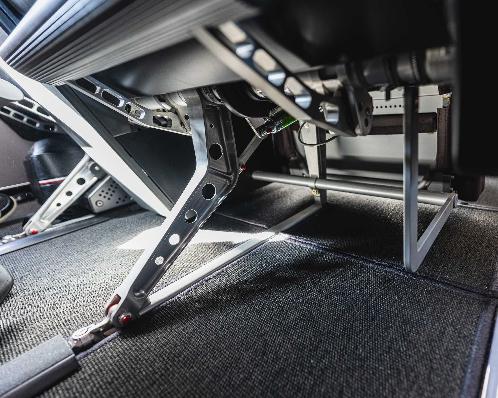 a metal legs and a seat