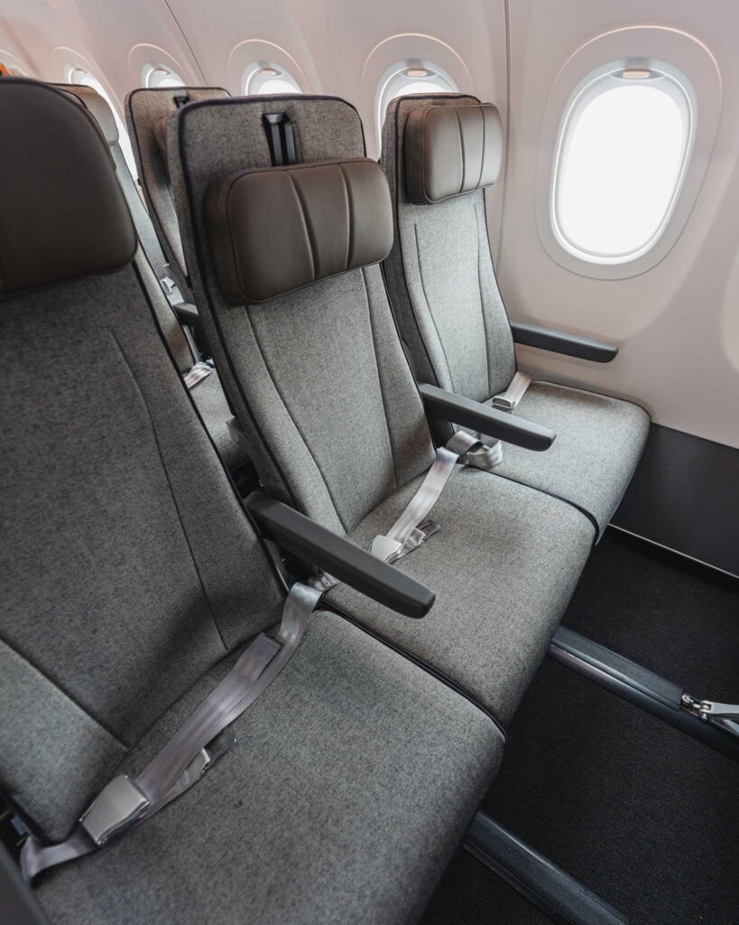 a row of seats in an airplane