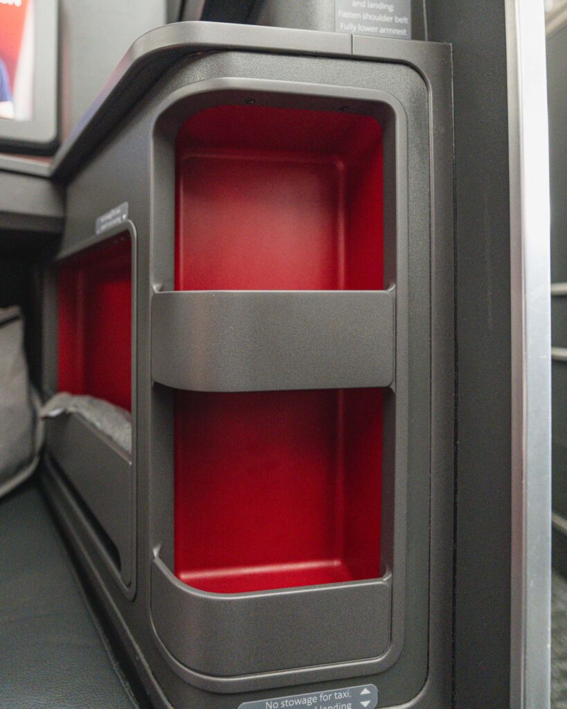 a red and black tray