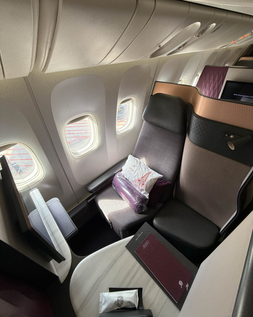 a seat in an airplane